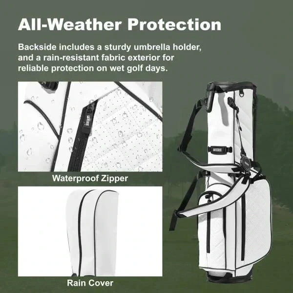 -Way Golf Stand Bag Premium PU Leather Lightweight Stand Bag