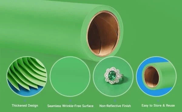 Seamless Bright Green Paper Backdrop Roll for Photography 53 x 16.4