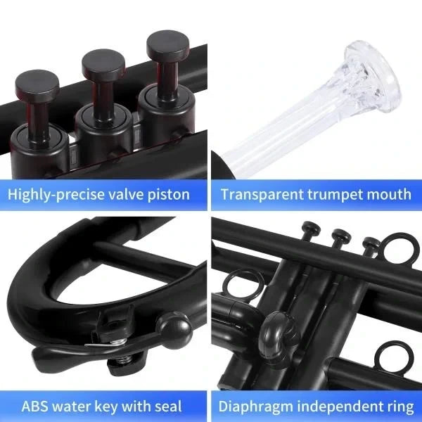 Plastic Bb Trumpet Standard Student Beginner Set Black