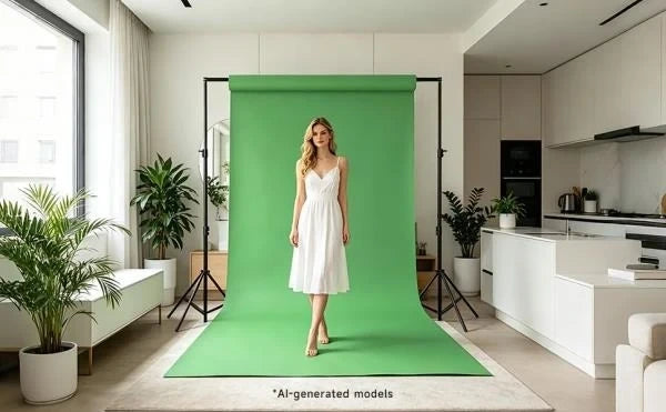 Seamless Bright Green Paper Backdrop Roll for Photography 53 x 16.4