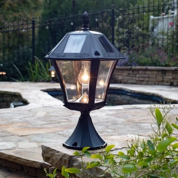 Gama Sonic Baytown II Solar Outdoor Post Light with 3 Mounting Options 3in. Fitter