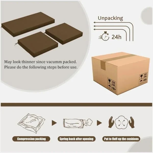 Pack Outdoor Water-Resistant Replacement Cushions 36x18x3 and 18x18x3 Inch Chocolate