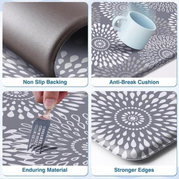 Cushioned Anti-Fatigue Kitchen Floor Mat 0.40 Thick Grey