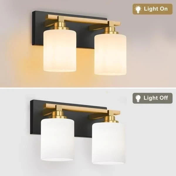 -Light Black and Gold Vanity Light Fixture for Bathroom
