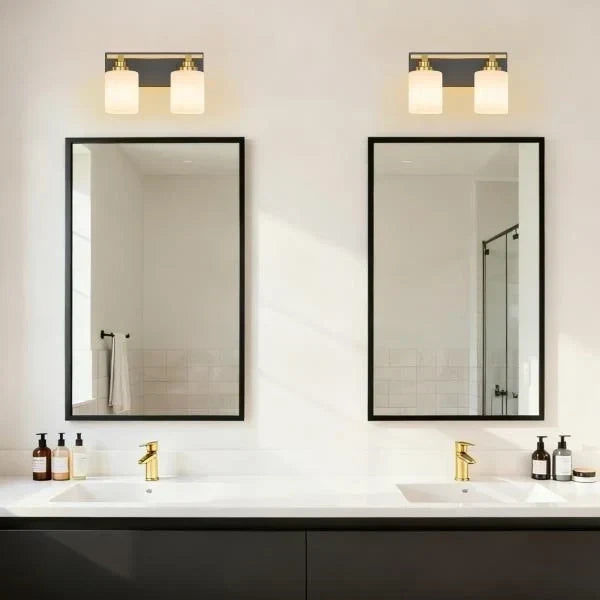 -Light Black and Gold Vanity Light Fixture for Bathroom