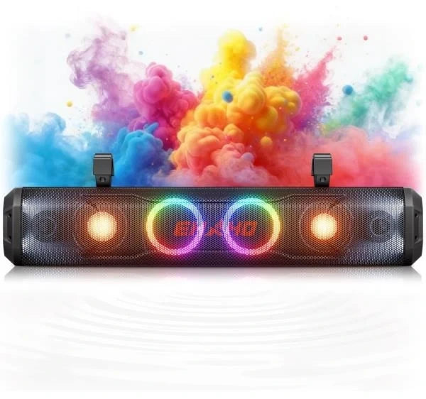 UTV Sound Bar Golf Cart Speaker Bluetooth with RGB Party Lights