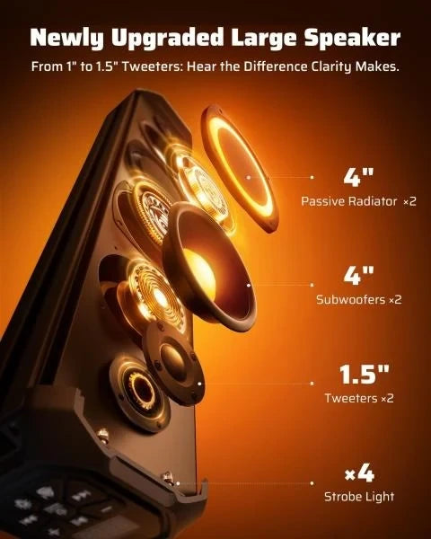 UTV Sound Bar Golf Cart Speaker Bluetooth with RGB Party Lights