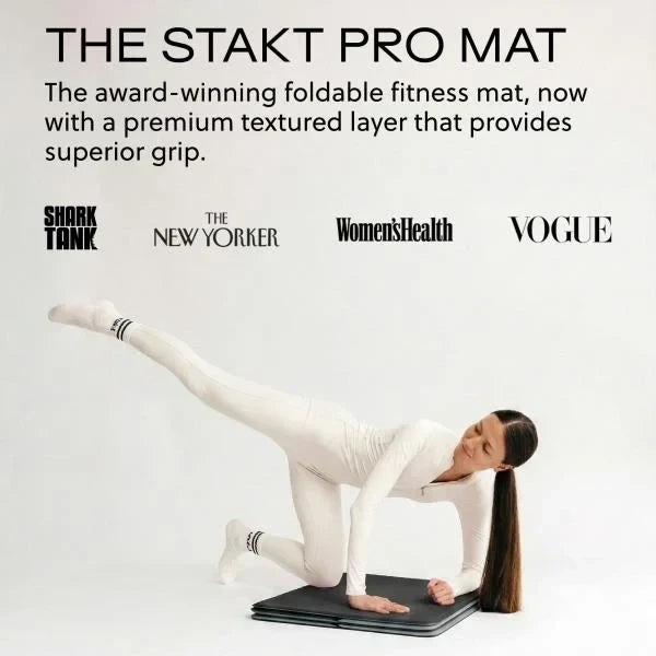 Stakt Foldable Yoga Mat Pro Non-Slip 2-in-1 Fitness Exercise Mat - Black