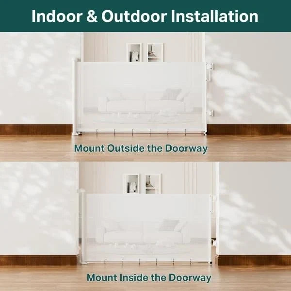 Retractable Baby Gate for Stairs and Doorways 37-55 Inch White