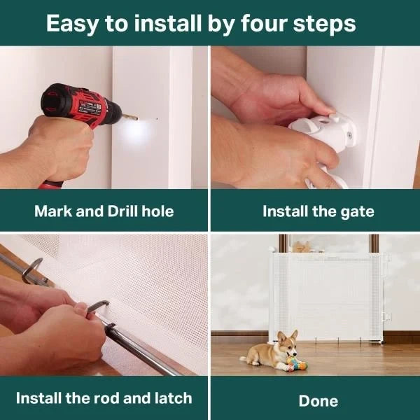 Retractable Baby Gate for Stairs and Doorways 37-55 Inch White