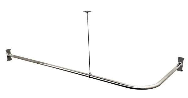 L Shaped Shower Curtain Rod Fits up to 62 Inches Long and 27 Inches Wide Chrome Plated