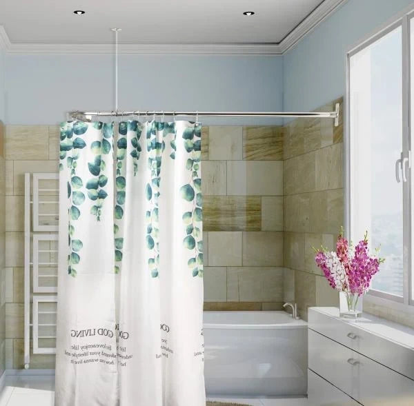 L Shaped Shower Curtain Rod Fits up to 62 Inches Long and 27 Inches Wide Chrome Plated