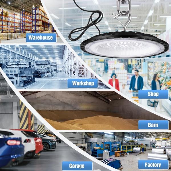 Pack 500W UFO LED High Bay Light 5000K Daylight 75000LM US Plug Warehouse Lighting