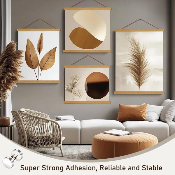 Magnetic Poster Hanger Frame 24 Teak Wood for 24x36 24x32 24x18 Canvas Artwork Print