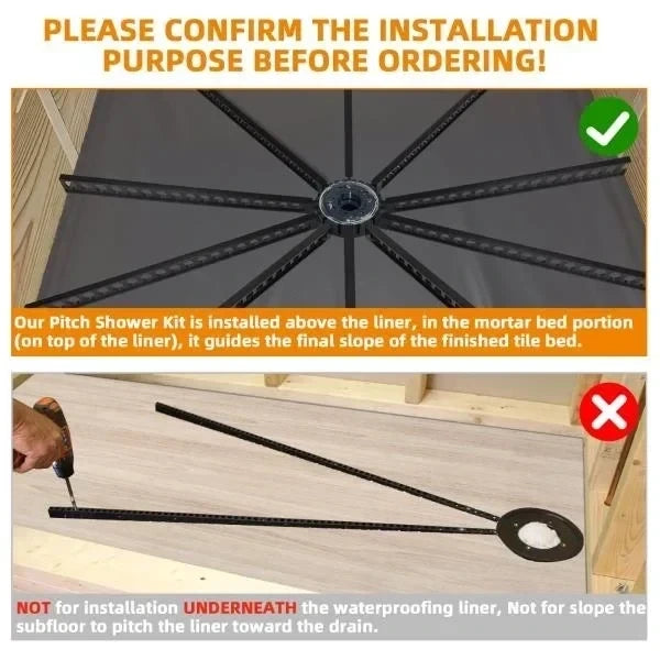 Shower Pitch Kit for Quick Install Sloped Shower Pan with 10 Float Sticks