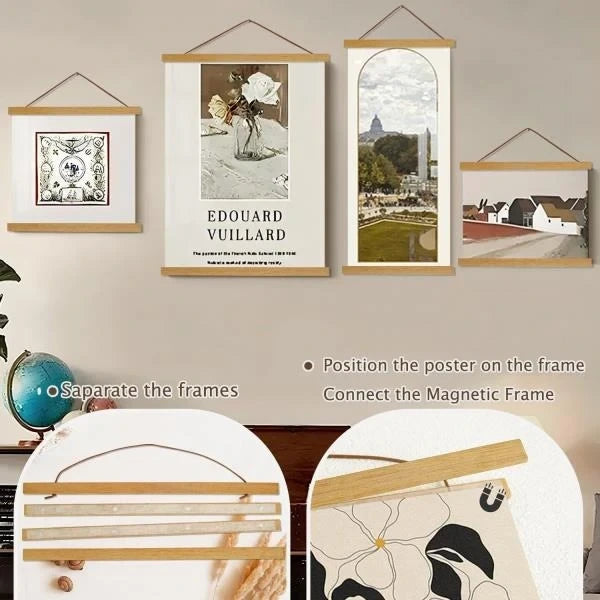 Magnetic Poster Hanger Frame 24 Teak Wood for 24x36 24x32 24x18 Canvas Artwork Print