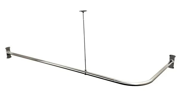 L Shaped Shower Curtain Rod Fits up to 62 Inches Long and 27 Inches Wide Chrome Plated