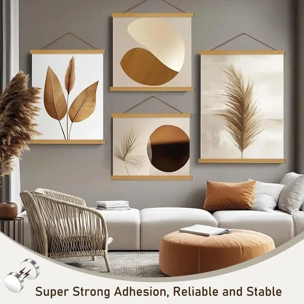 Magnetic Poster Hanger Frame 24 Teak Wood for 24x36 24x32 24x18 Canvas Artwork Print