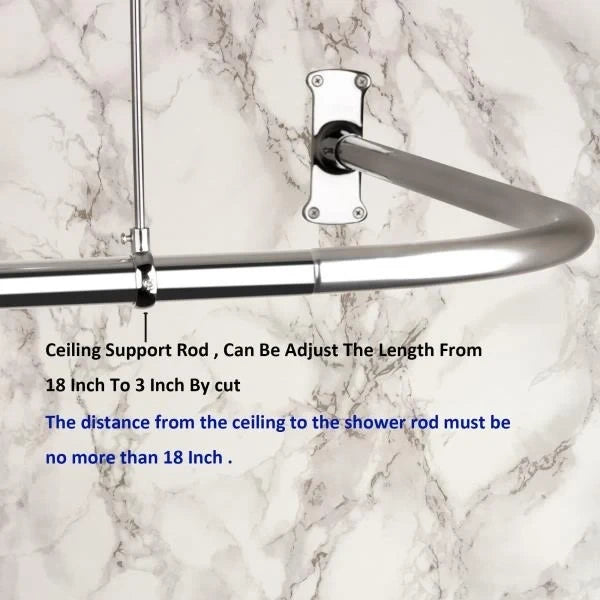 L Shaped Shower Curtain Rod Fits up to 62 Inches Long and 27 Inches Wide Chrome Plated