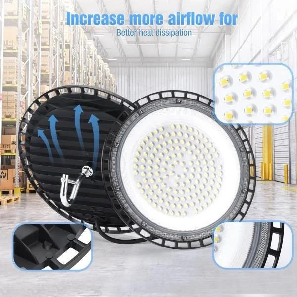 Pack 500W UFO LED High Bay Light 5000K Daylight 75000LM US Plug Warehouse Lighting