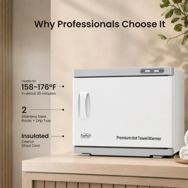 Professional 23L Extra Large Hot Towel Warmer Two Stainless Steel Racks White