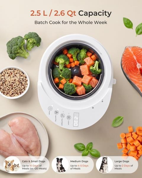 6 Qt Electric Pet Food Maker Fresh Meal Cooker for Dogs and Cats