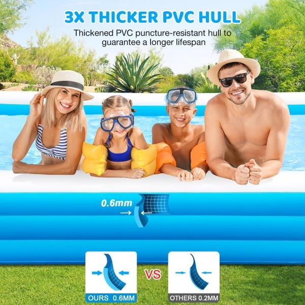 Extra Large Inflatable Pool 180x76x22 Oversized Thickened Swimming Pool with Air Pump