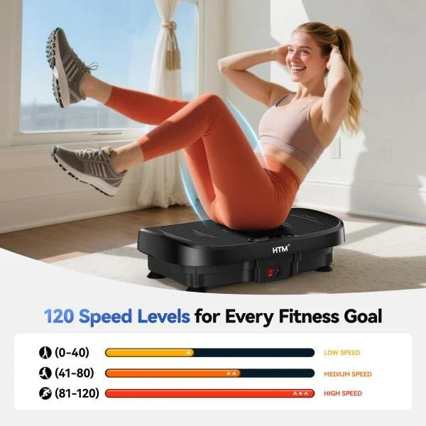 Vibration Plate Exercise Machine 330lbs Capacity 120 Speed Levels 5 Program Modes Black