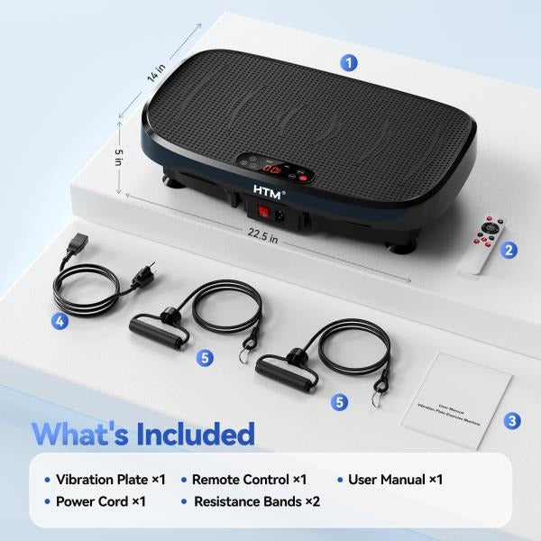 Vibration Plate Exercise Machine 330lbs Capacity 120 Speed Levels 5 Program Modes Black