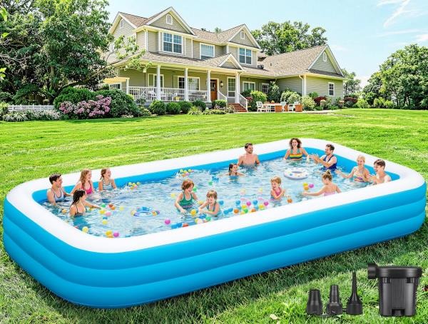 Extra Large Inflatable Pool 180x76x22 Oversized Thickened Swimming Pool with Air Pump