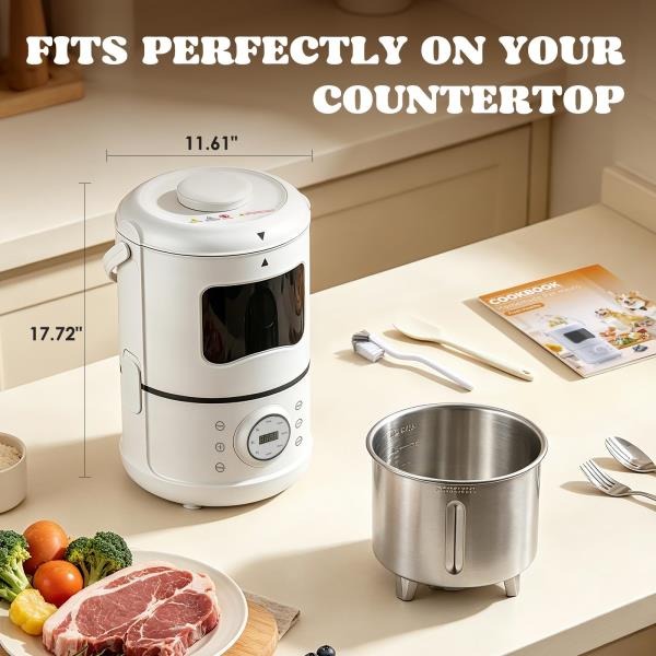 L Pet Meal Maker for Dogs  Cats Stainless Steel Inner Pot