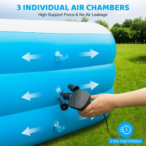 Extra Large Inflatable Pool 180x76x22 Oversized Thickened Swimming Pool with Air Pump