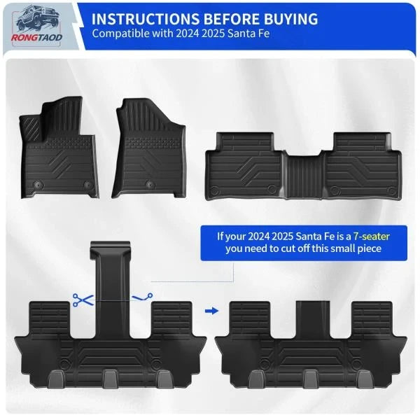 PCS Floor Mats Set for 2024-2026 Hyundai Santa Fe Cargo and Backrest Mats