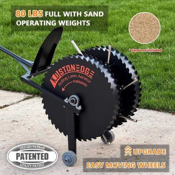 Patented Rolling Lawn Aerator Manual Coring Tool for Compacted Soil Loosening