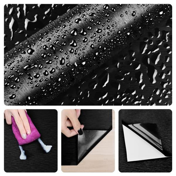 Black Stainless Steel Peel and Stick Wallpaper for Cabinets and Countertops 24118