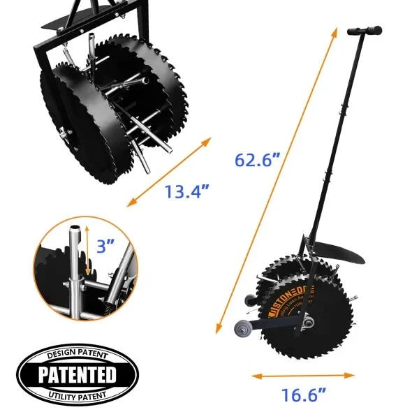 Patented Rolling Lawn Aerator Manual Coring Tool for Compacted Soil Loosening