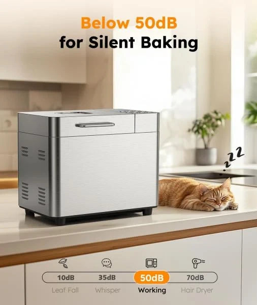 LB Automatic Bread Maker Machine 17 in 1 Stainless Steel Bread Machine 15 Hour Timer