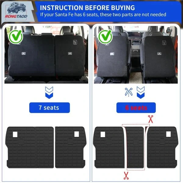 PCS Floor Mats Set for 2024-2026 Hyundai Santa Fe Cargo and Backrest Mats