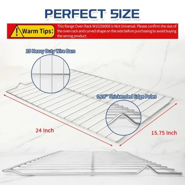 Pcs Range Oven Racks W10256908 for WhirlpoolKitchenAid 24 x 15.75