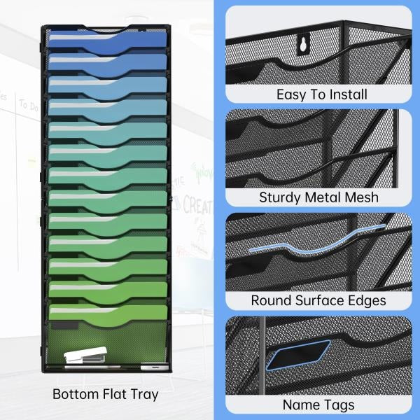 -Tier Wall File Organizer Hanging Magazine Holder