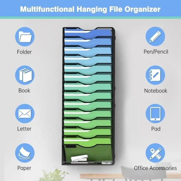 -Tier Wall File Organizer Hanging Magazine Holder