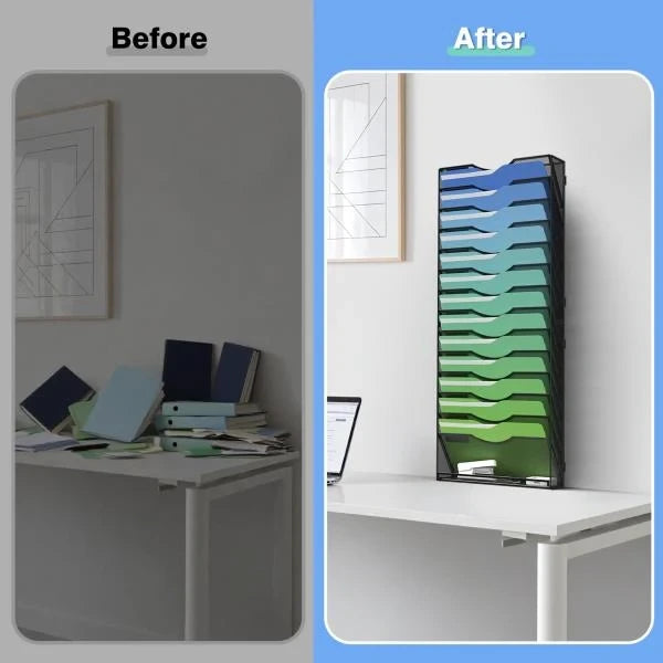 -Tier Wall File Organizer Hanging Magazine Holder
