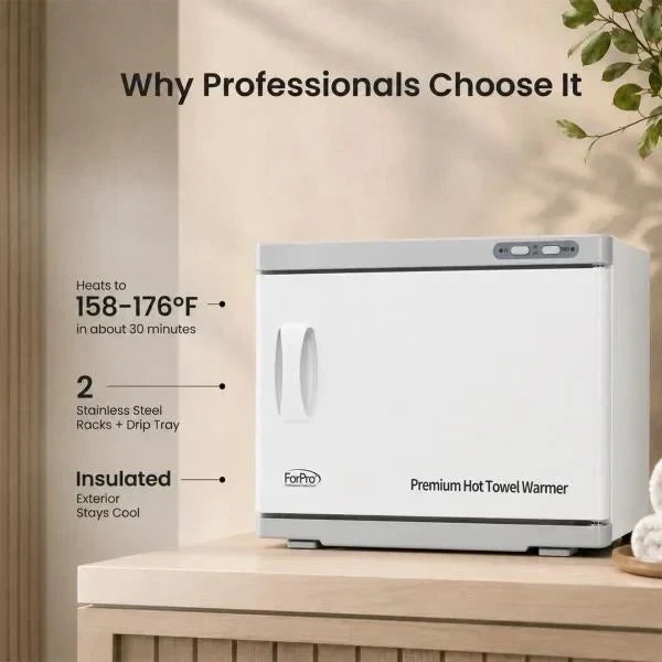 Professional 23L Extra Large Hot Towel Warmer Two Stainless Steel Racks White
