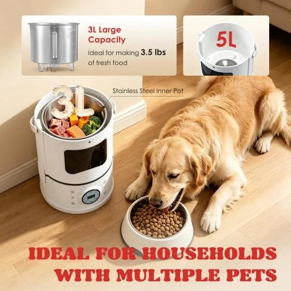 L Pet Meal Maker for Dogs  Cats Stainless Steel Inner Pot