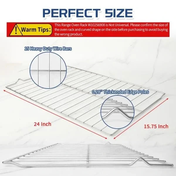 Pcs Range Oven Racks W10256908 for WhirlpoolKitchenAid 24 x 15.75