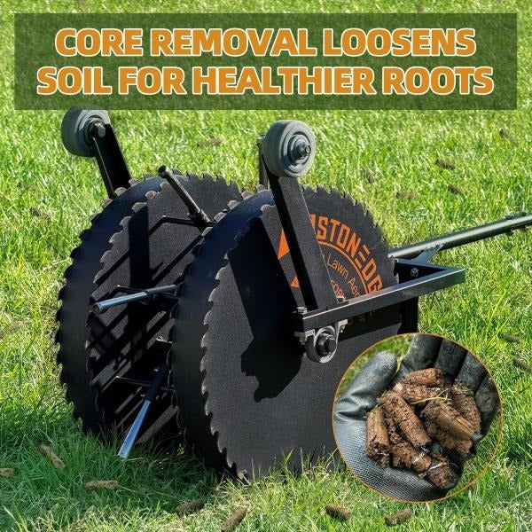 Patented Rolling Lawn Aerator Manual Coring Tool for Compacted Soil Loosening