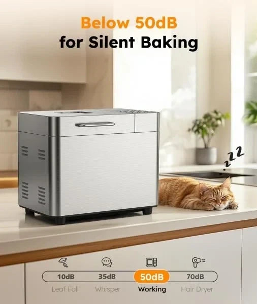 LB Automatic Bread Maker Machine 17 in 1 Stainless Steel Bread Machine 15 Hour Timer