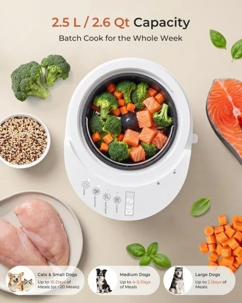 6 Qt Electric Pet Food Maker Fresh Meal Cooker for Dogs and Cats
