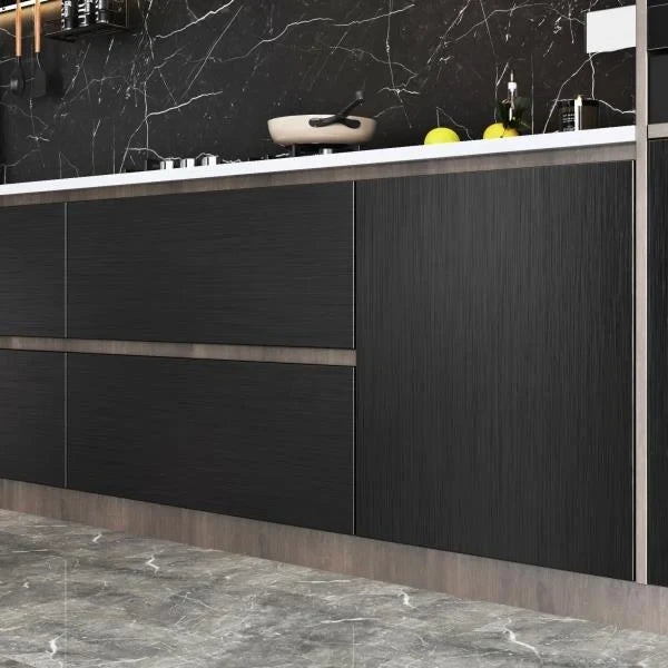 Black Stainless Steel Peel and Stick Wallpaper for Cabinets and Countertops 24118