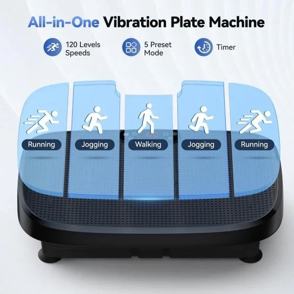 Vibration Plate Exercise Machine 330lbs Capacity 120 Speed Levels 5 Program Modes Black